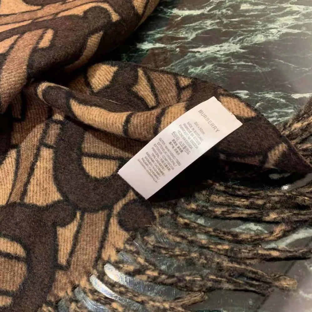 Burberry Monogram Cashmere Jacquard Scarf for Women in Brown