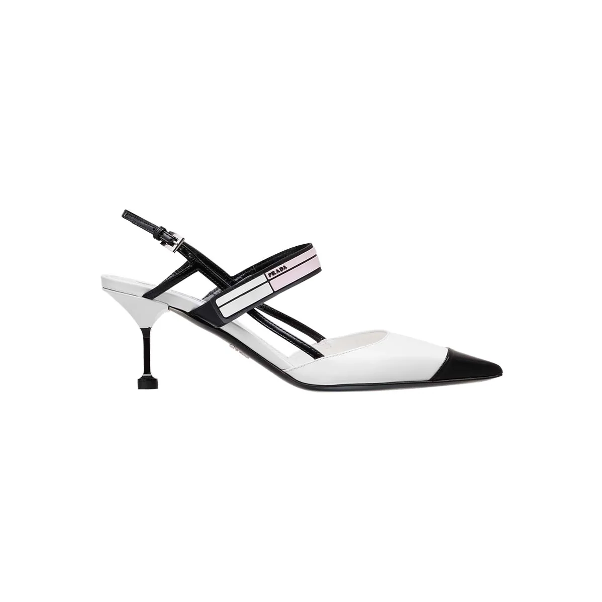 Prada Two-Tone Leather Slingbacks Shoes for Women in White Prada Two-Tone Leather Slingbacks Shoes for Women in White