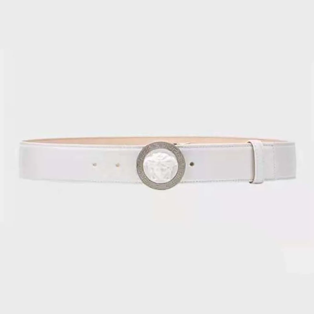 Versace Medusa Biggie Reversible Leather Belt for Men in White