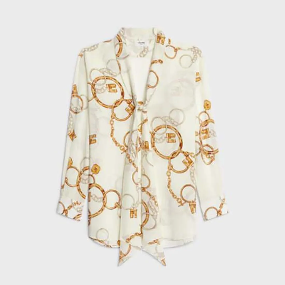 Celine Lavallière Shirt in Crepe De Chine for Women in Brown Celine Lavallière Shirt in Crepe De Chine for Women in Brown