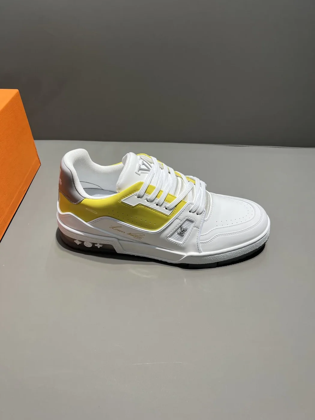 Louis Vuitton Trainer Sneaker White in Yellow Virgil Abloh Louis Vuitton Trainer Sneaker White in Yellow Virgil Abloh