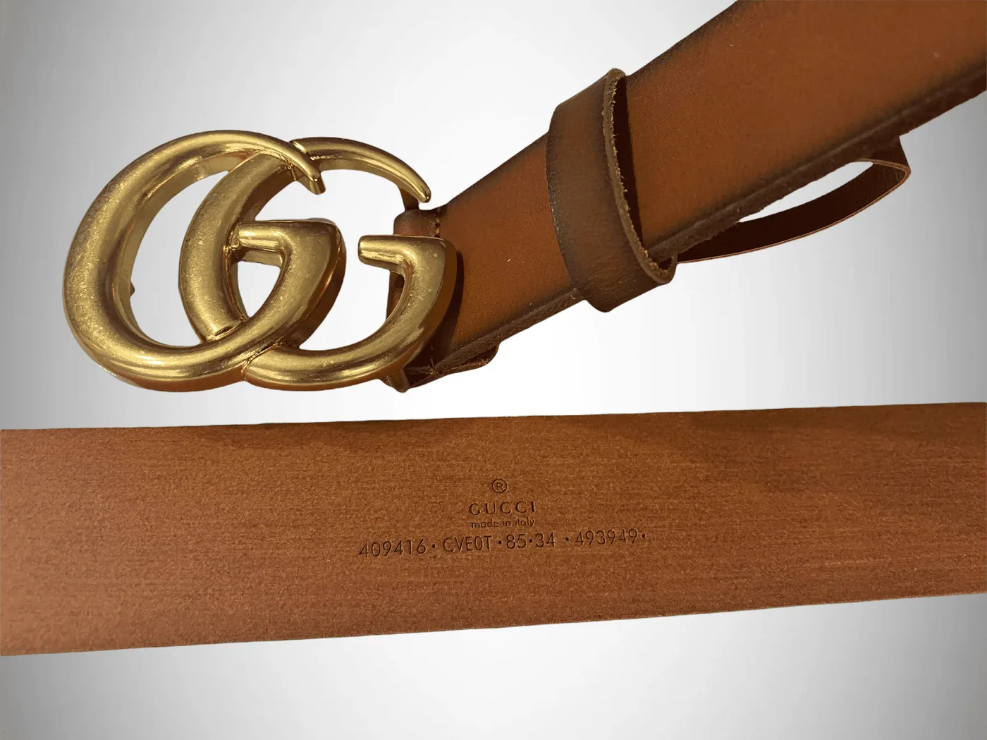 Brown Leather Belt Gold in Silver Buckle