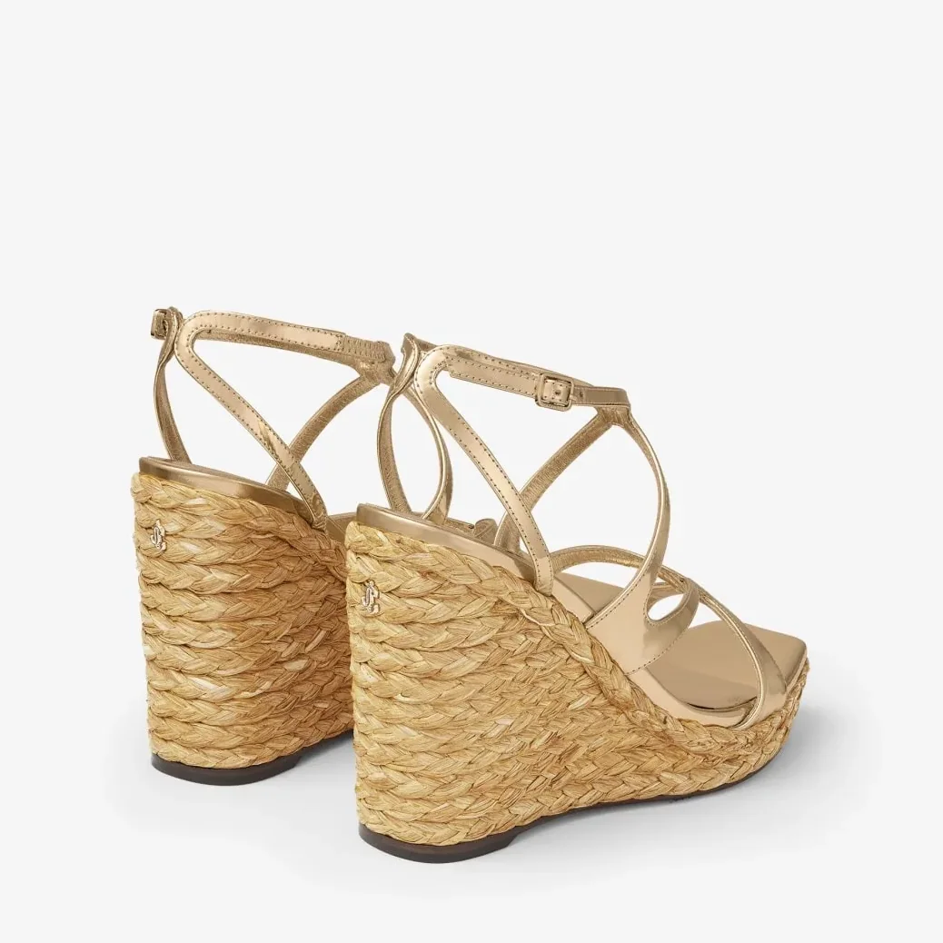 Jimmy Choo Ayla 110 Gold Metallic Wedge Gold AYLA110CUH Jimmy Choo Ayla 110 Gold Metallic Wedge Gold AYLA110CUH