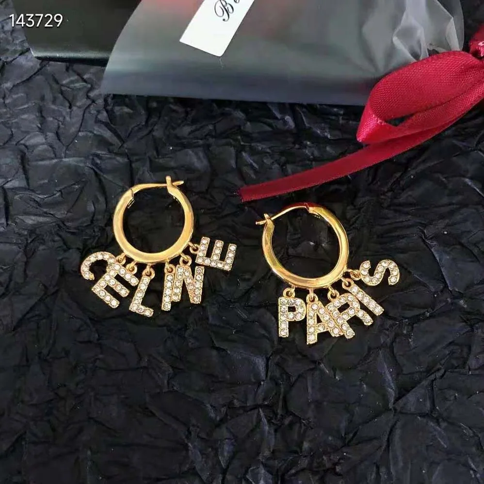 Celine Paris Hoops in Brass with Gold Finish and Crystals for Women Celine Paris Hoops in Brass with Gold Finish and Crystals for Women