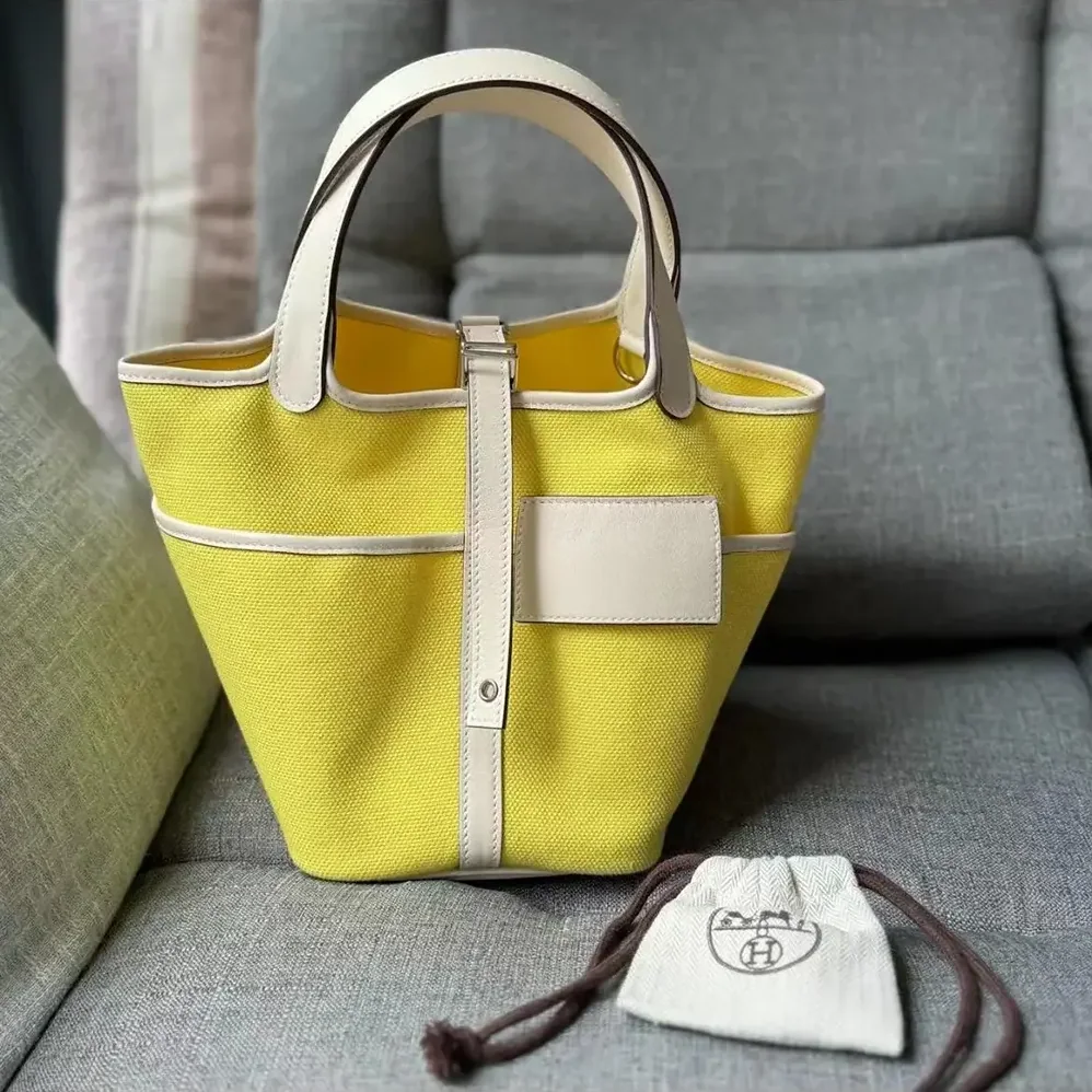 Hermes Picotin Lock 18 Pockets in Goeran Canvas Leather for Women in Yellow
