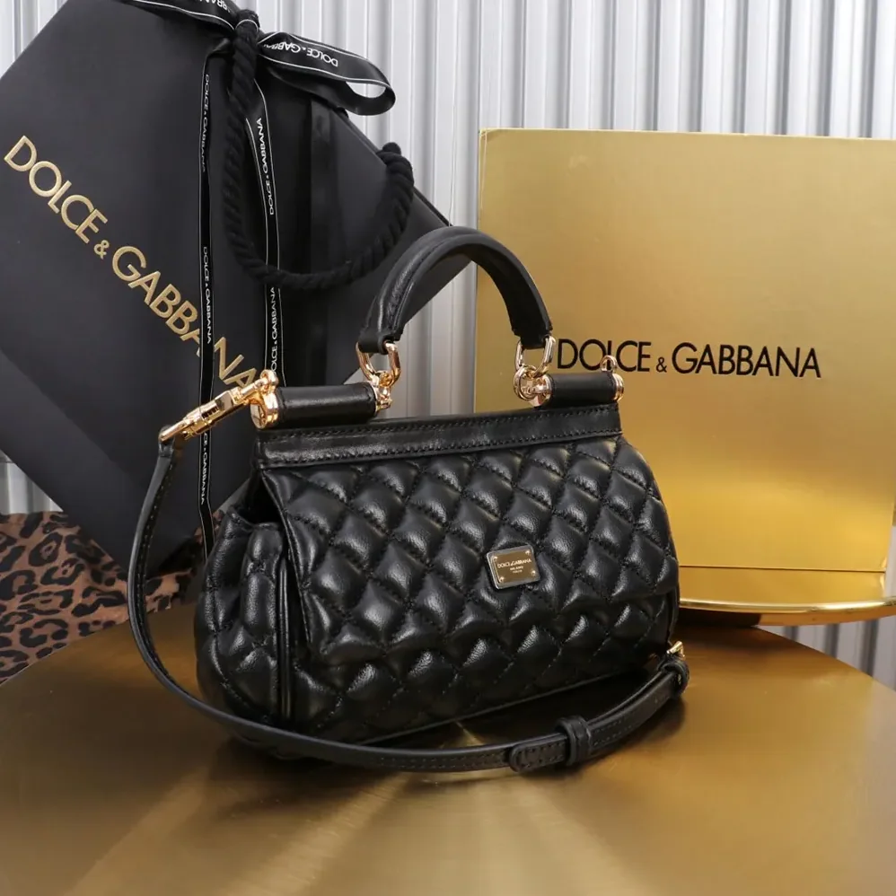 Dolce Gabbana D&G Mini Sicily Handbag in Quilted Nappa Leather for Women in Black