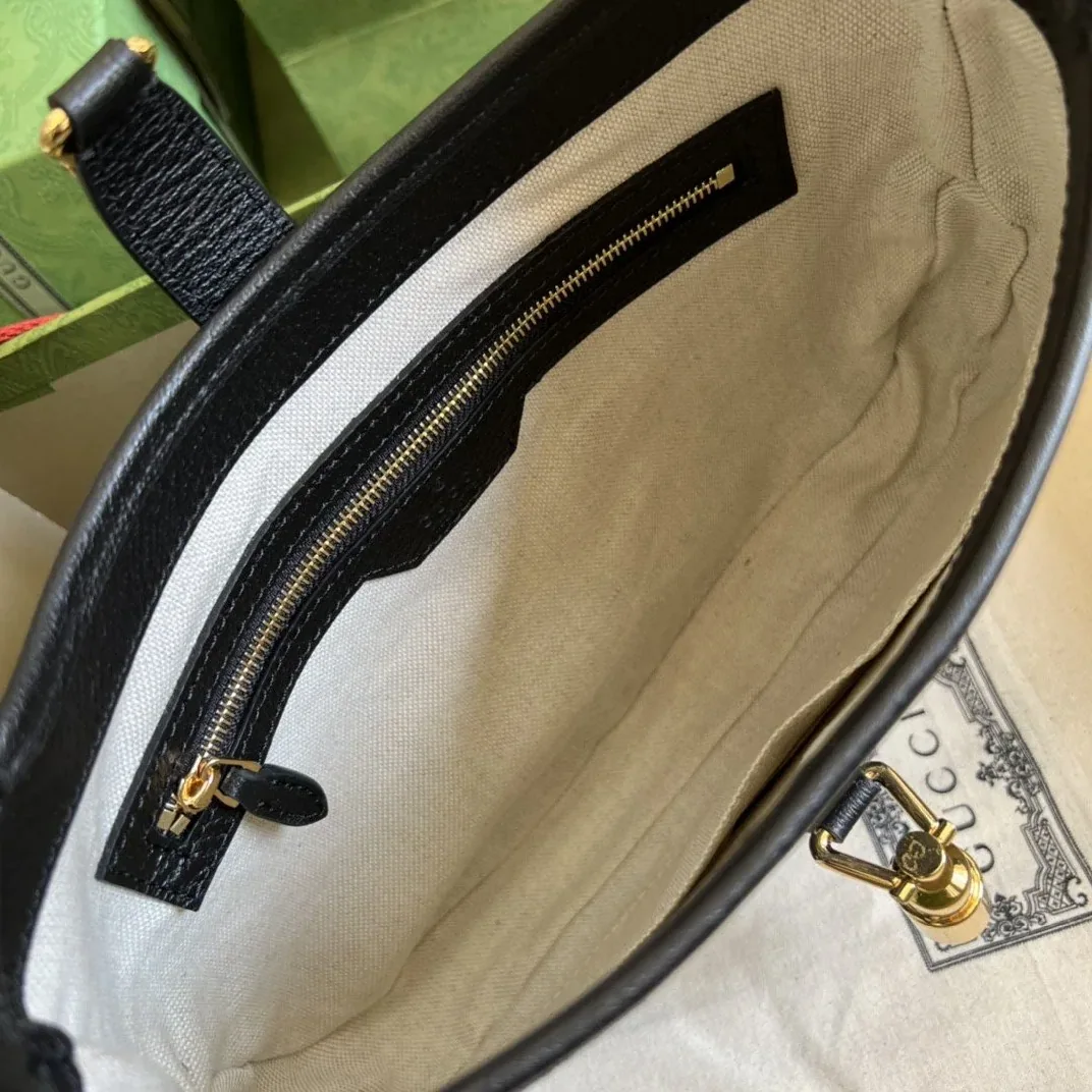 Gucci Jackie 1961 Small Shoulder Bag Black And Ivory GG Denim Jacquard /