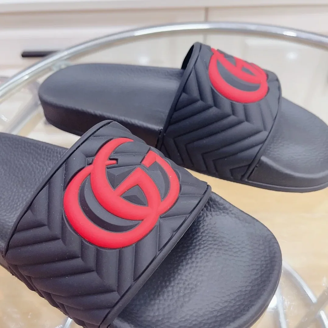 Gucci Quilted GG Rubber Slide Black And Red for Women