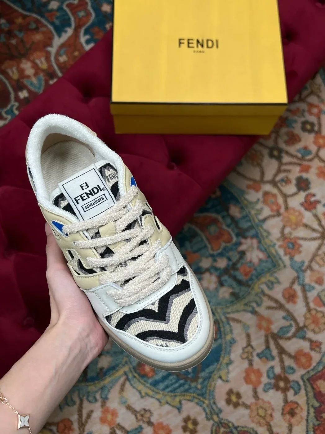 Fendi Match Low Tops In Beige Fendi Match Low Tops In Beige