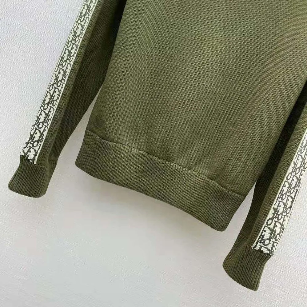 Dior Sweater with Dior Oblique Inserts Khaki Cotton Jersey for Men
