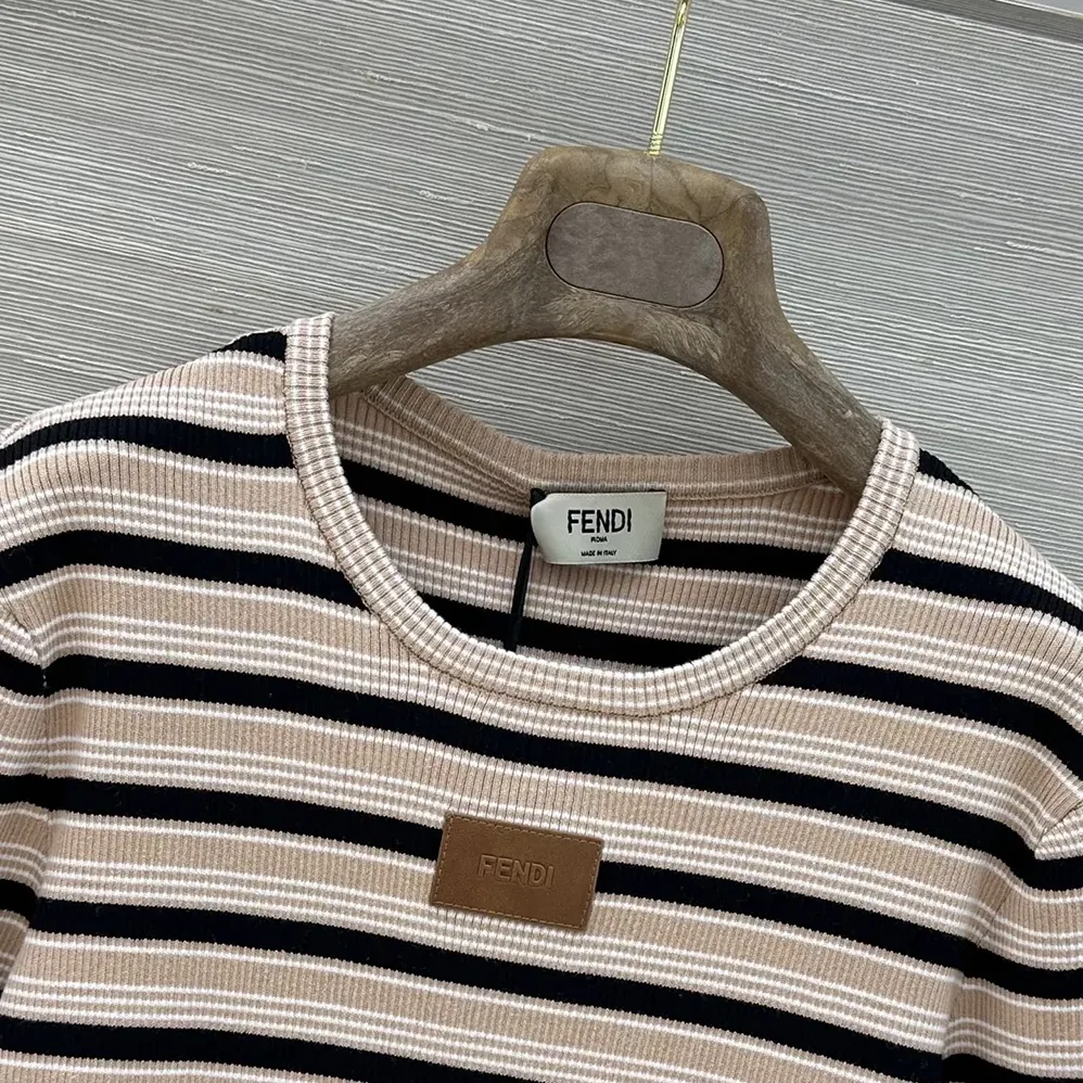 Fendi Top Multicolor Striped Cotton Jumper for Women Fendi Top Multicolor Striped Cotton Jumper for Women