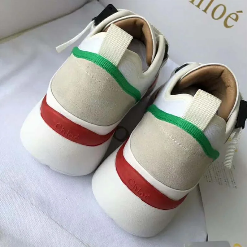 Chloe Sonnie Low-Top Sneaker in Suede Calfskin & Mix of Materials for Women in White Chloe Sonnie Low-Top Sneaker in Suede Calfskin & Mix of Materials for Women in White