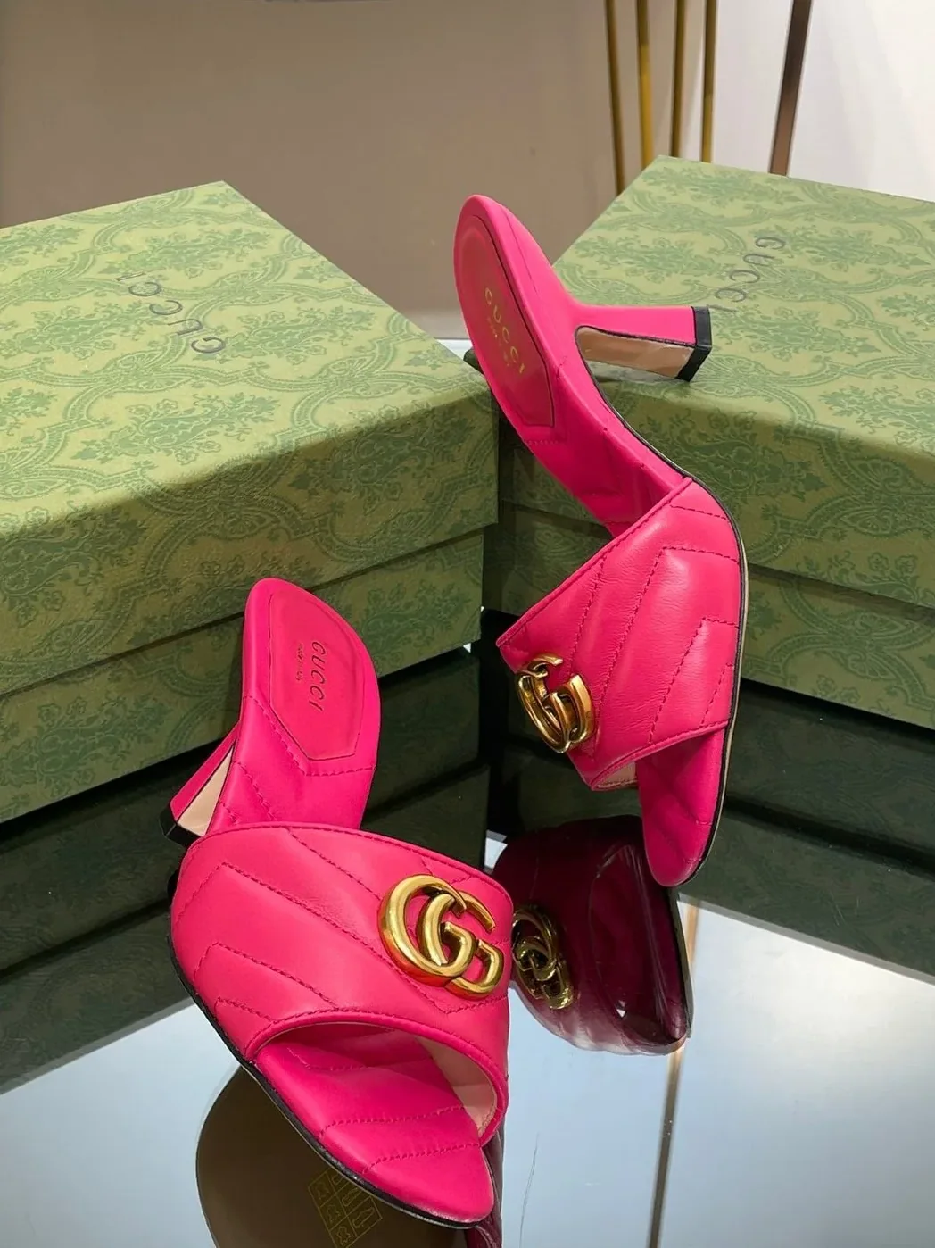 Gucci Double G Slide Sandal Pink Gucci Double G Slide Sandal Pink