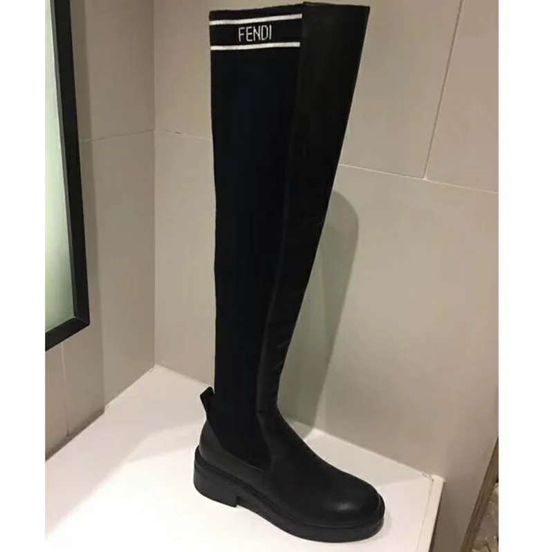 Fendi Shoes Black Nappa Cuissard Boots for Women