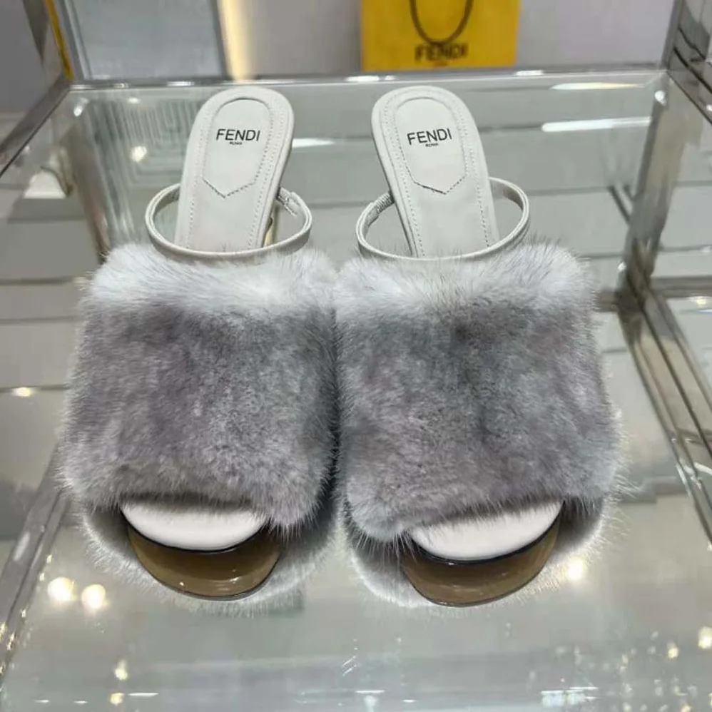 Fendi First Pale Grey Mink High for Women in Heeled Sandals
