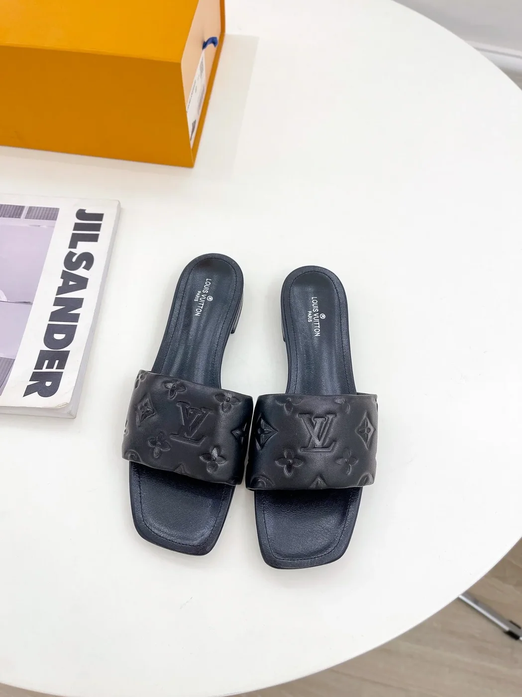 Louis Vuitton Revival Flat Mule Gold LV 1A9QKC Louis Vuitton Revival Flat Mule Gold LV 1A9QKC