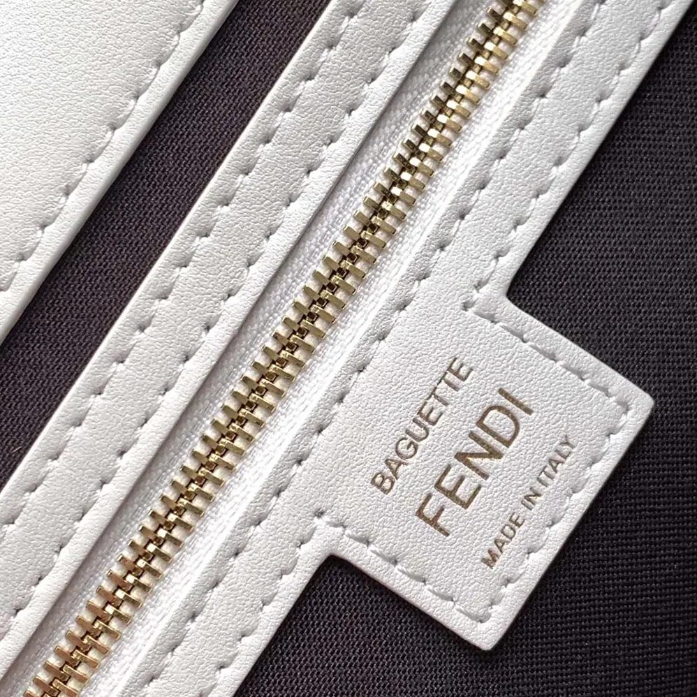 Fendi Medium Baguette White Leather Bag for Women