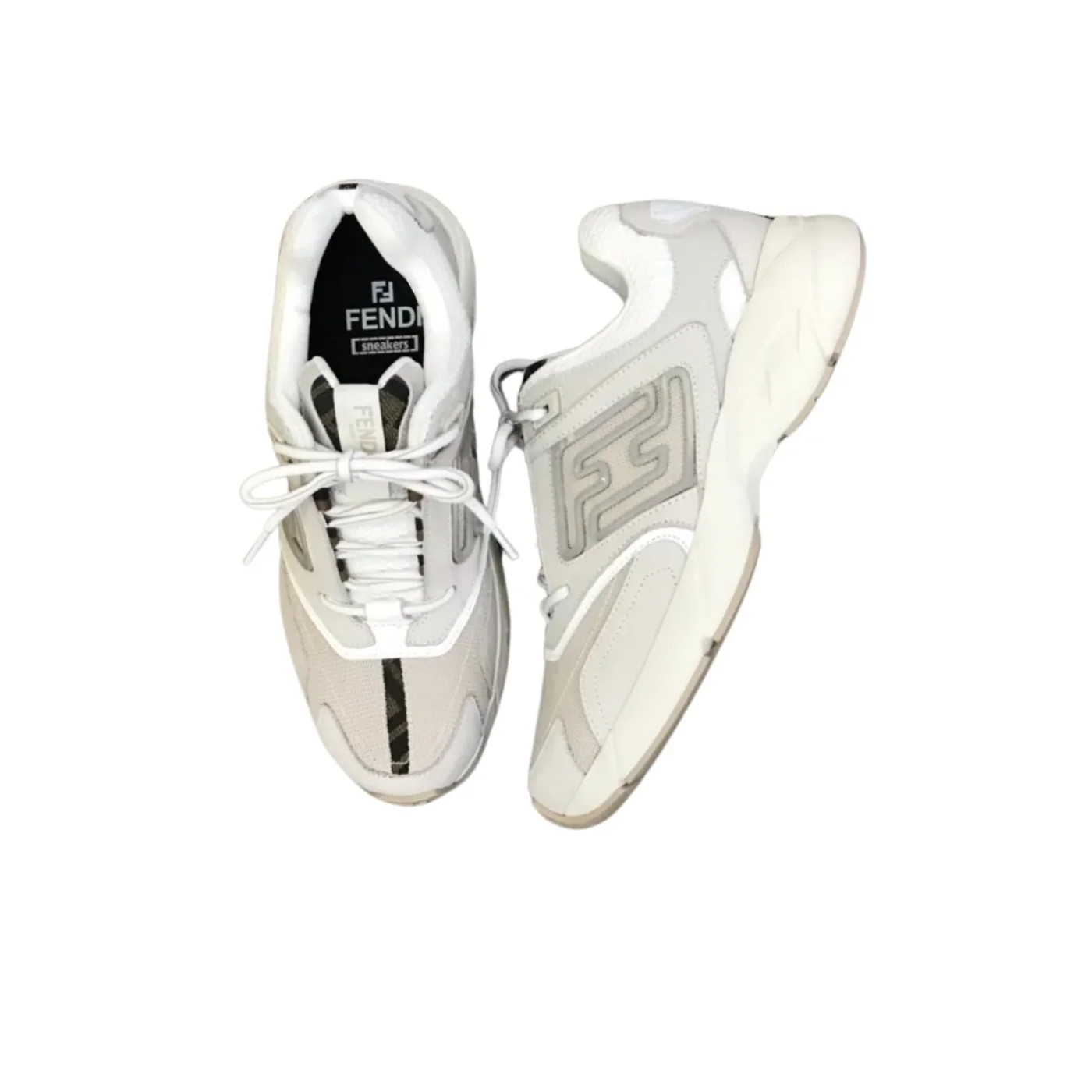 FD Fendi Faster Trainers Sneakers White 7E1555AKX6F1ICF FD Fendi Faster Trainers Sneakers White 7E1555AKX6F1ICF