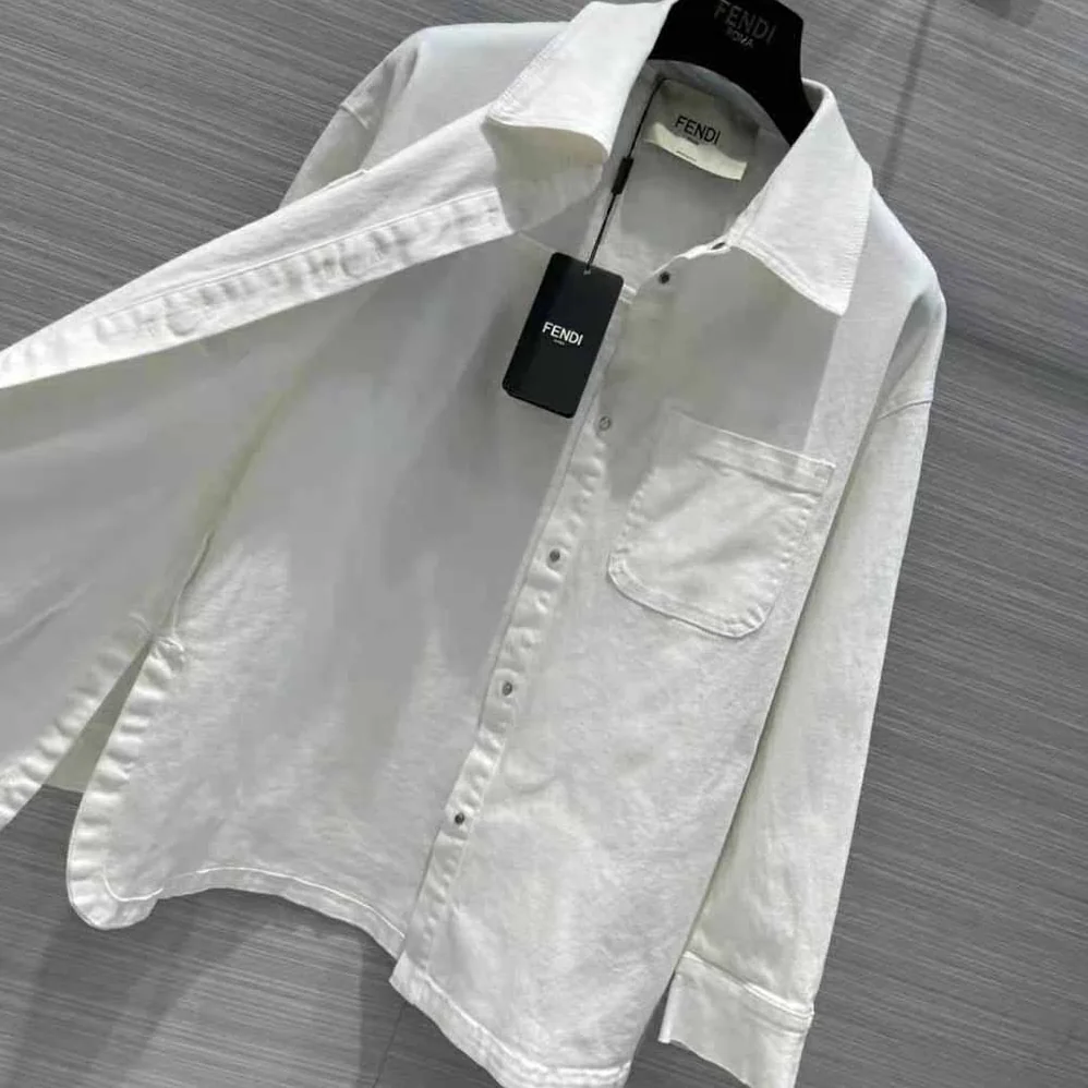 Fendi Single-breasted Go-To White Denim Go for Women in To Jacket Fendi Single-breasted Go-To White Denim Go for Women in To Jacket