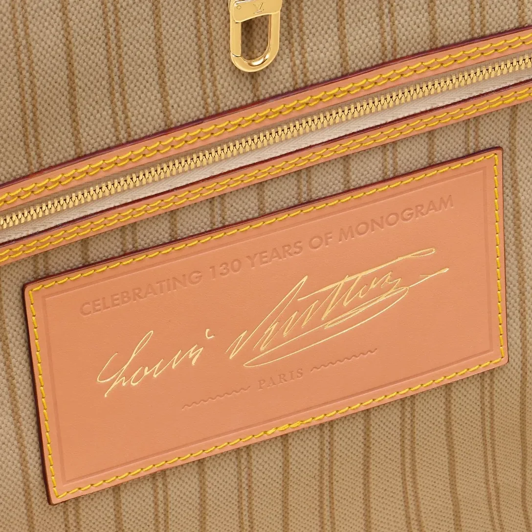 Louis Vuitton Neverfull MM Tote Bag / Monogram Origine Lin Gold Hardware