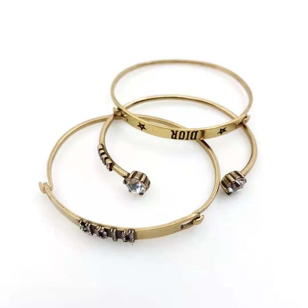 Dior Dio(r)evolution Bracelet Set Antique Gold-Finish Metal and White Crystals for Women