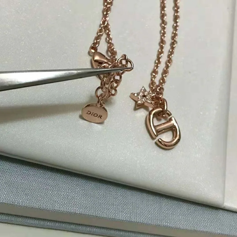 Dior CD Navy Necklace Rose Gold for Women in Finish Metal