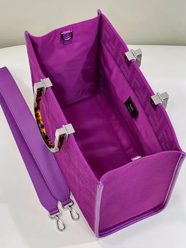 Fendi Sunshine Medium Purple FF fabric shopper Bag For Woman / 8BH386AHWCF037T Fendi Sunshine Medium Purple FF fabric shopper Bag For Woman / 8BH386AHWCF037T