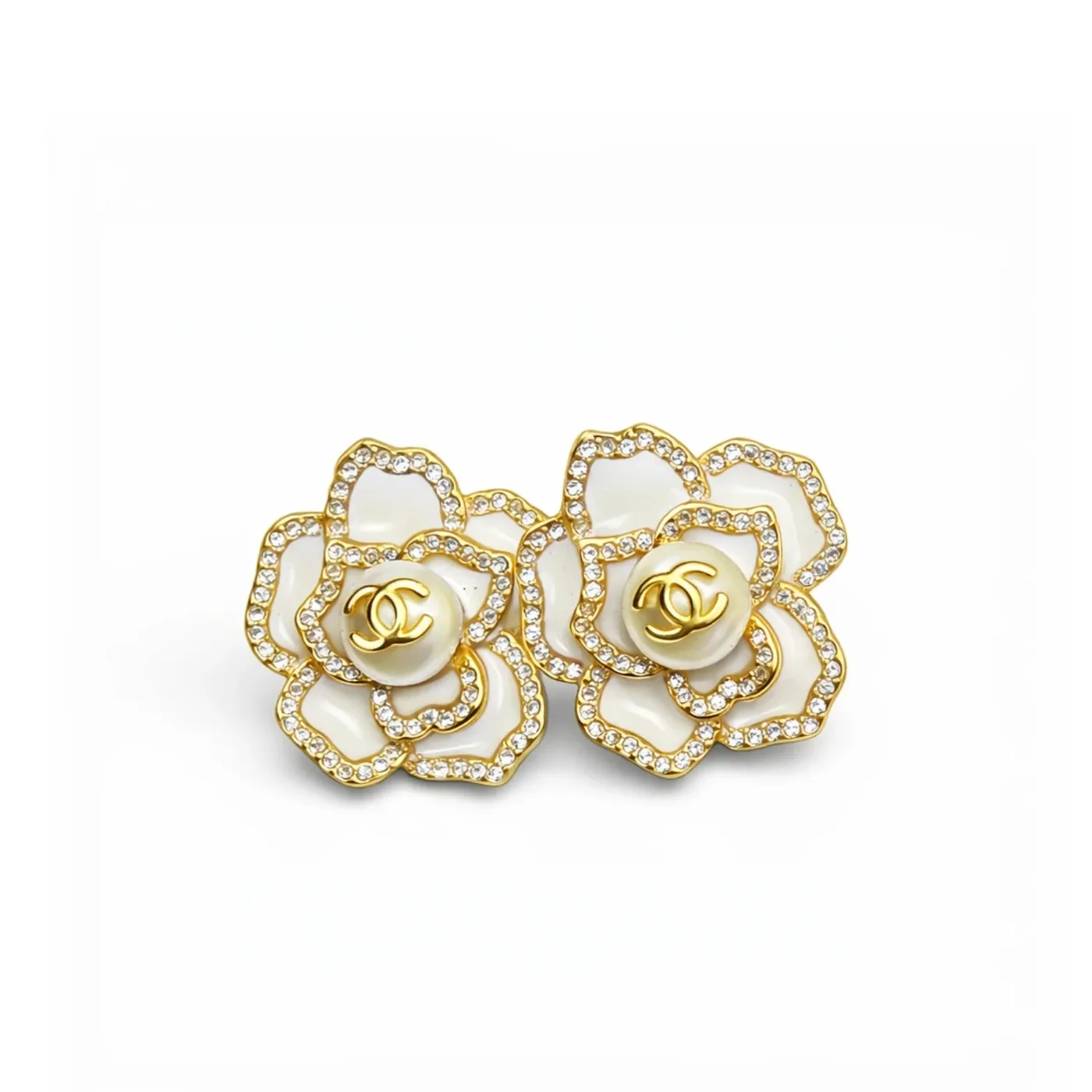Chanel Sweet Lady Camellia Earrings White Chanel Sweet Lady Camellia Earrings White