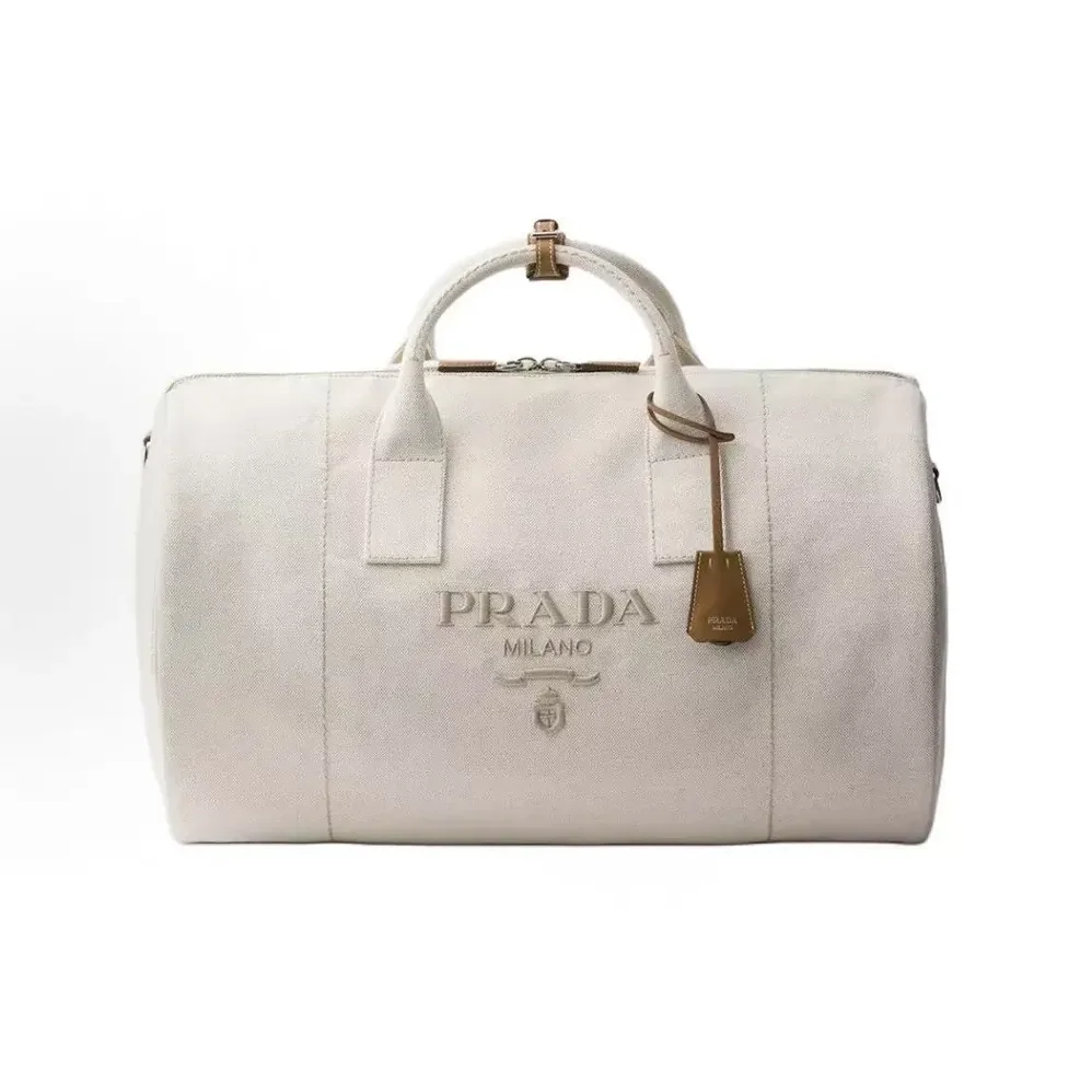 Prada Canvas Duffle Bag for Unisex in White Prada Canvas Duffle Bag for Unisex in White