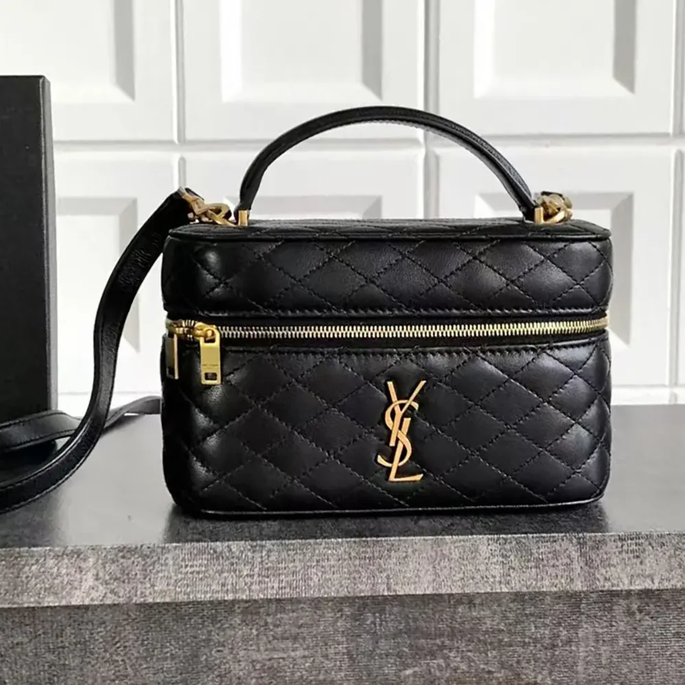 Saint Laurent YSL Gaby Vanity Bag in Lambskin for Women in Black