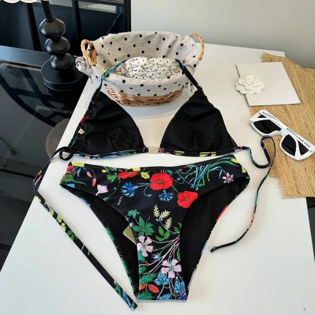 Gucci Flora Print Triangle Bikini Multicolor Gucci Flora Print Triangle Bikini Multicolor