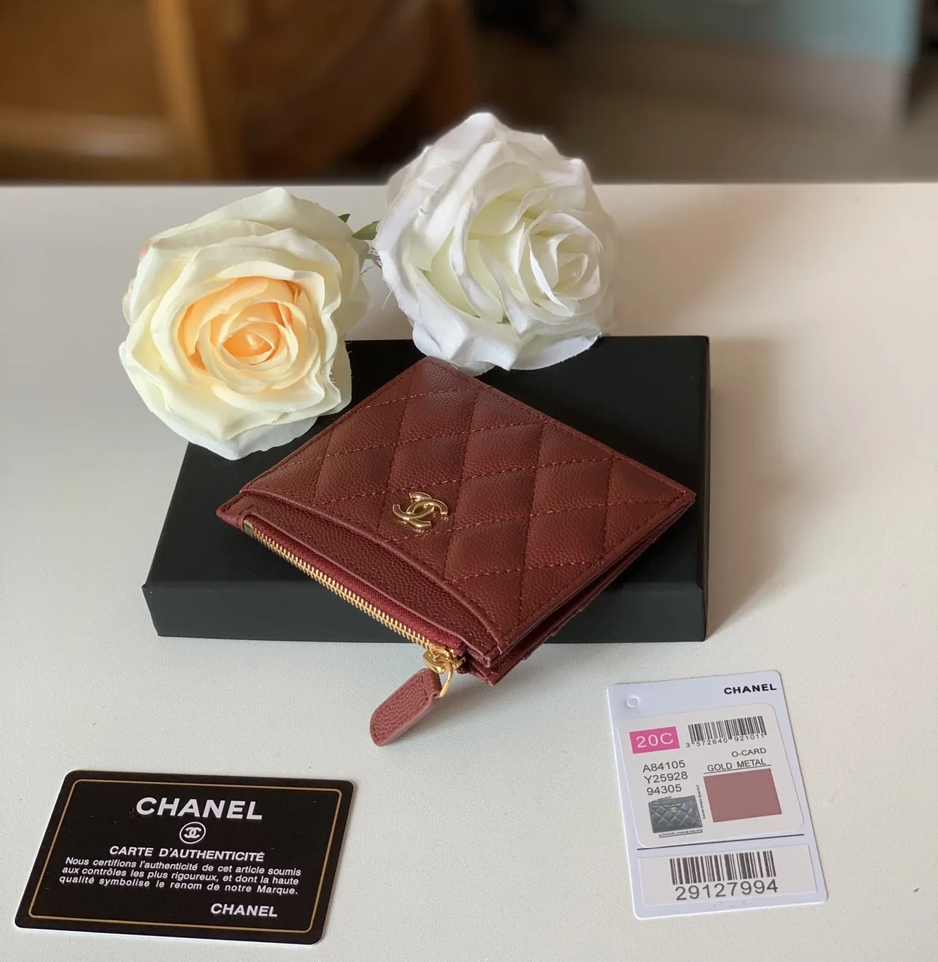 Chanel Flat Card Holder Purple Bag /