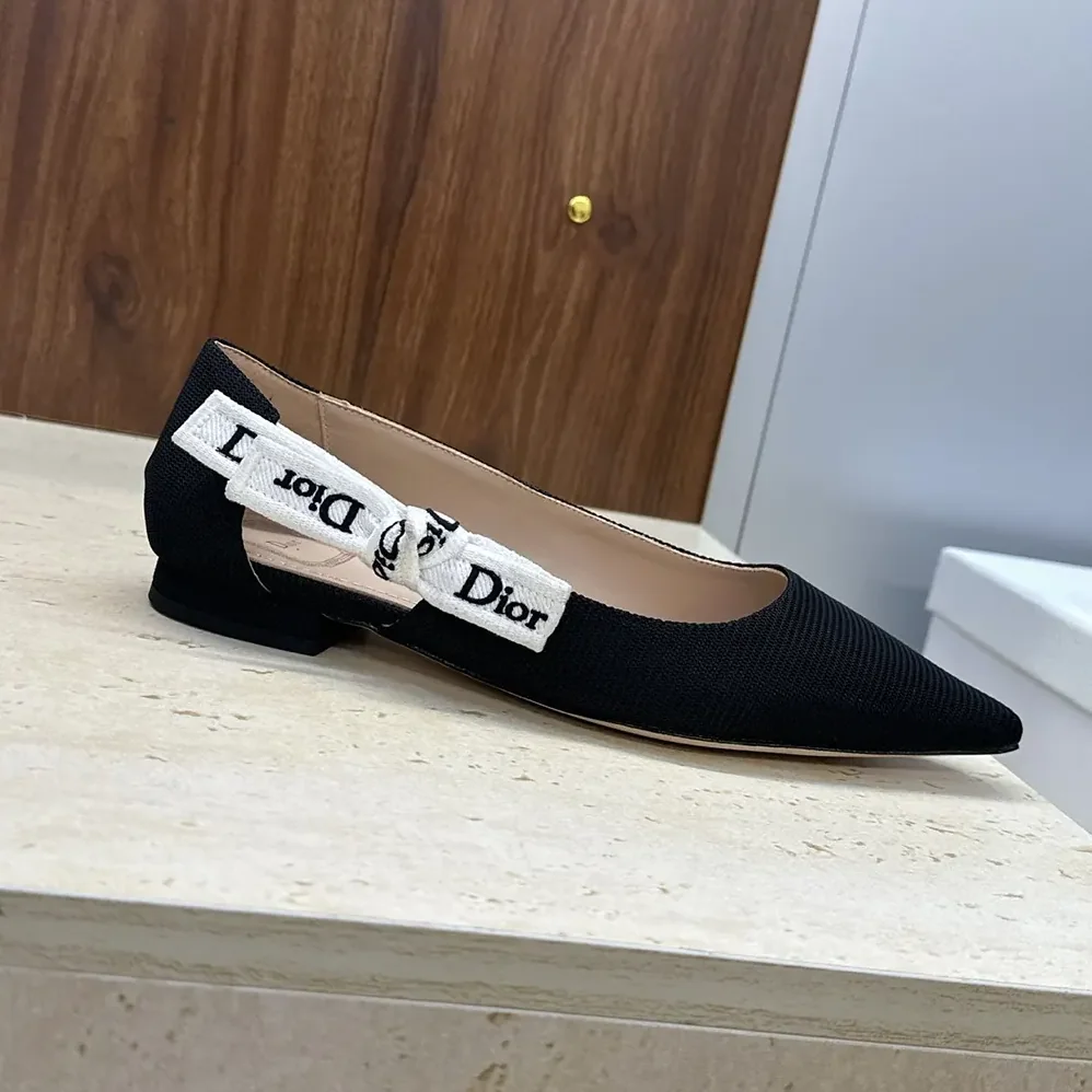 Dior J'Adior Ballet Flat Black Technical Fabric for Women