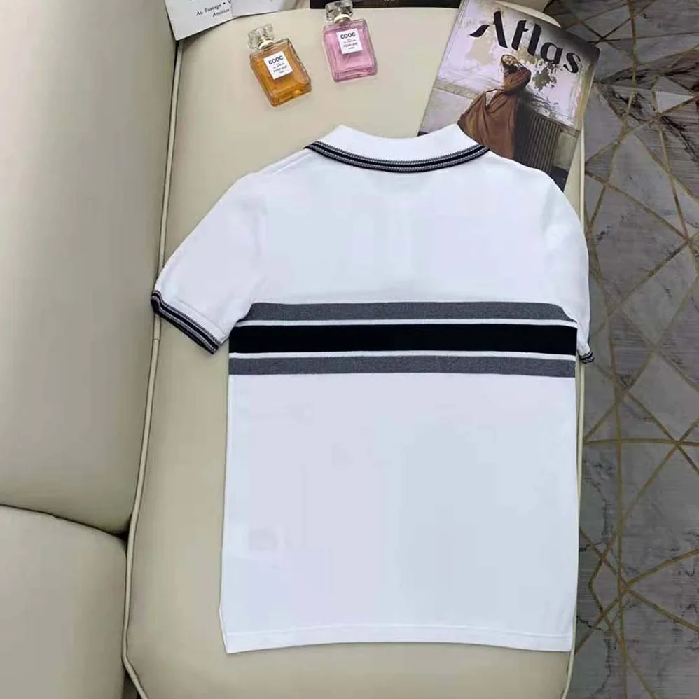 Dior Polo Shirt White and Navy Blue Cotton Jersey for Women Dior Polo Shirt White and Navy Blue Cotton Jersey for Women