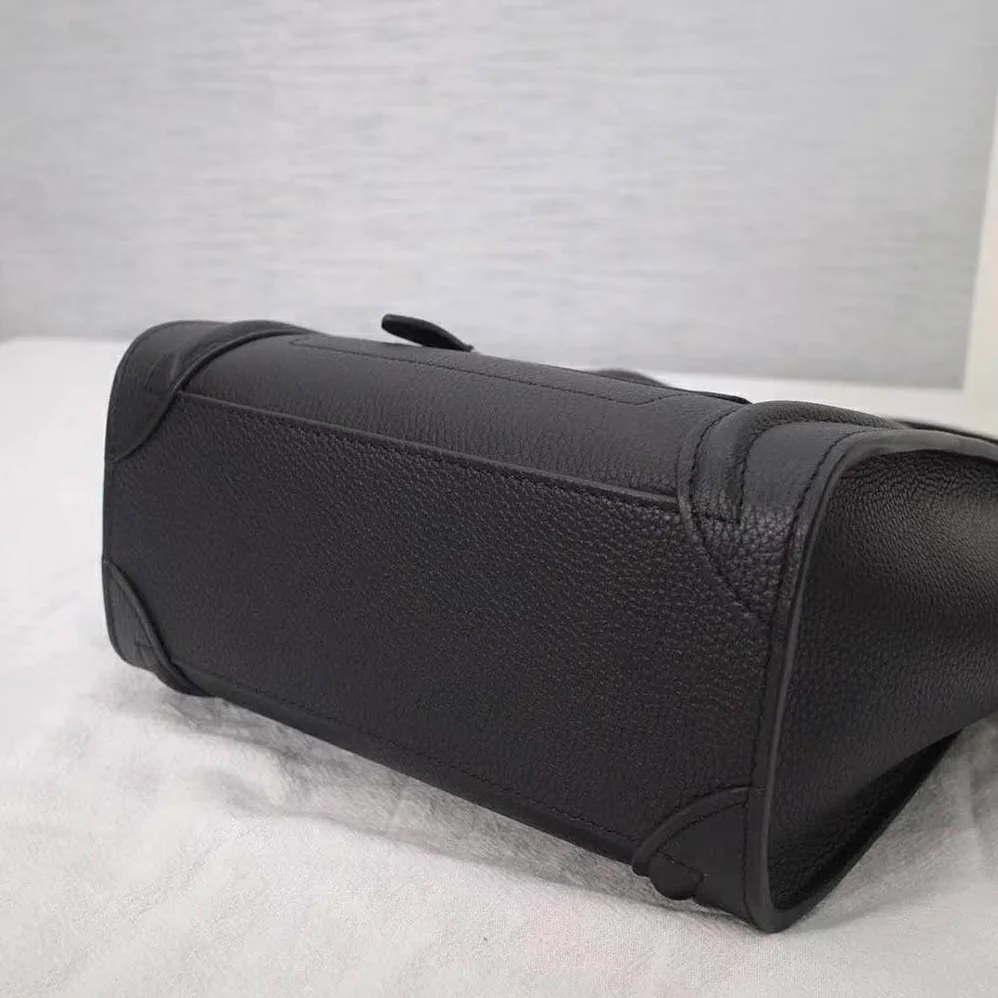 Celine Nano Luggage Bag in Drummed Calfskin for Women in Black