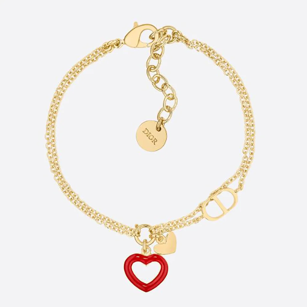 Dior Dioramour Bracelet Gold-Finish Metal and Red Lacquer for Women