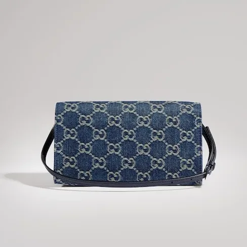 Gucci Pouch With Strap And Gucci Plaque Small Shoulder Bag in Dark Blue Palladium Hardware Gucci Pouch With Strap And Gucci Plaque Small Shoulder Bag in Dark Blue Palladium Hardware