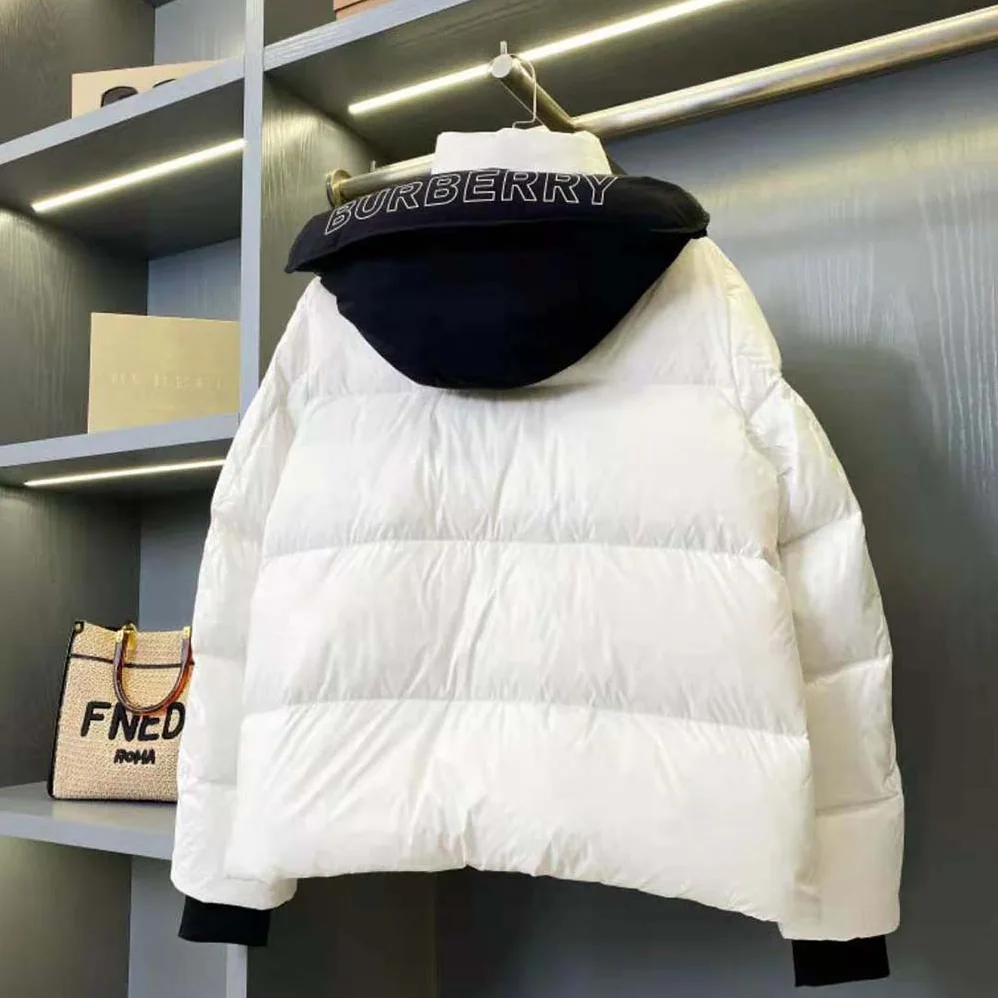 Burberry Detachable Hood Nylon Puffer Jacket for Women in White