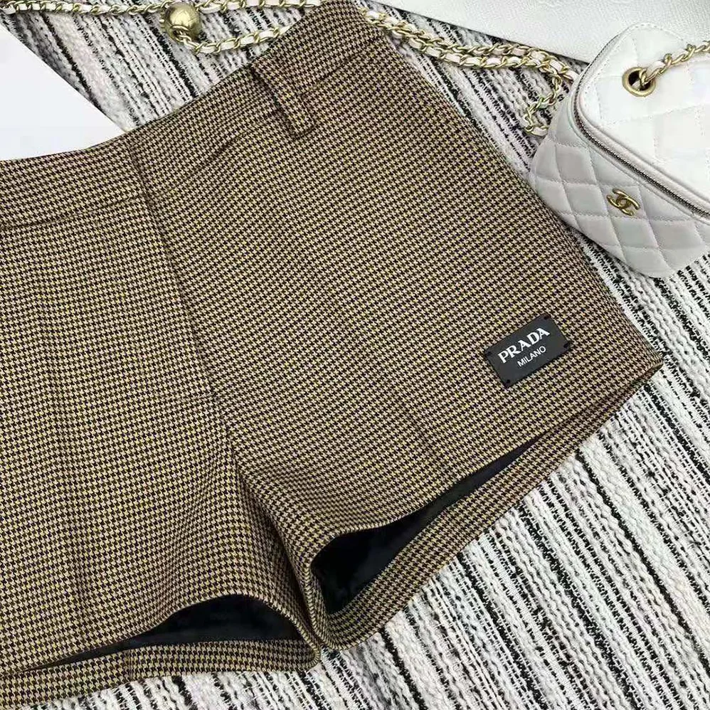 Prada Houndstooth Check Shorts for Women Prada Houndstooth Check Shorts for Women