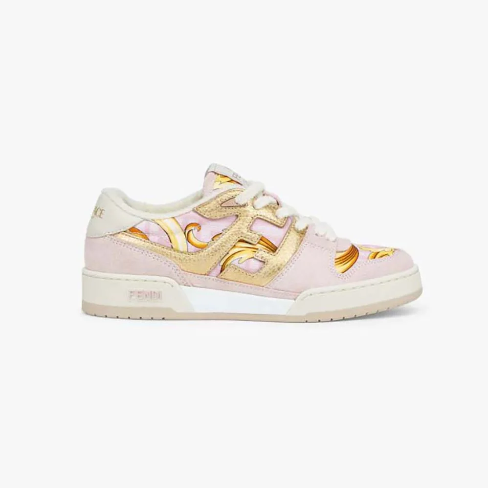 Fendi Match Fendace Printed Pink Satin Low for Unisex in Tops