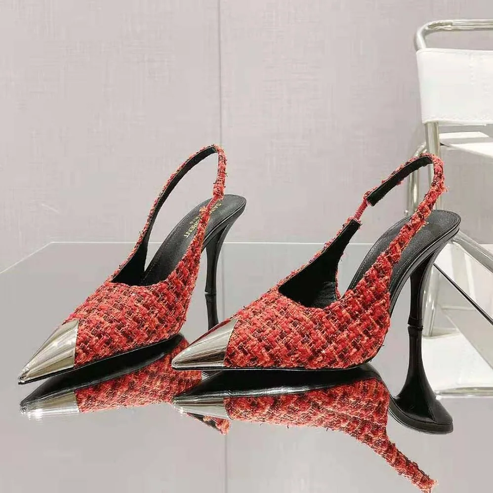 Saint Laurent YSL Vesper Slingback Pumps in Saint Laurent Tweed for Women