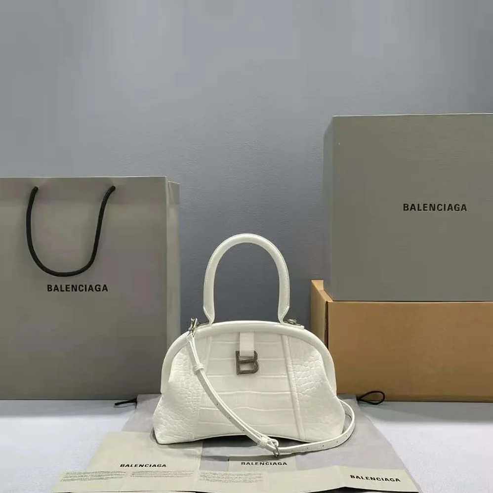 Balenciaga Editor Small Bag in Extra Supple Crocodile Embossed Calfskin in White for Women Balenciaga Editor Small Bag in Extra Supple Crocodile Embossed Calfskin in White for Women