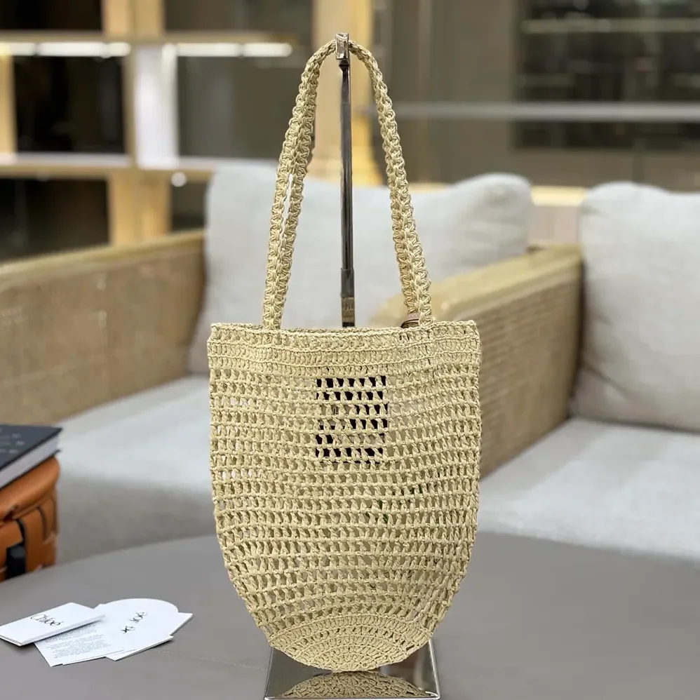 Chloe Small Summer Banana Tote Bag in Raffia for Women in Sandy