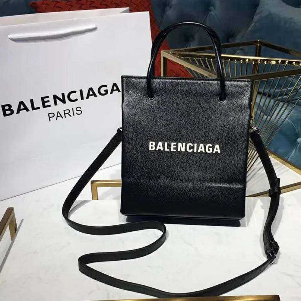 Balenciaga Shooping Tote XXS Small Natural Grain Calfskin for Women in Black