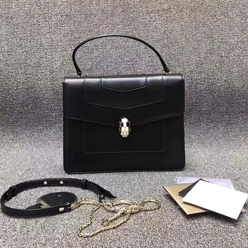 Bvlgari Large Flap Cover Bag “Serpenti Forever” in Calf for Women in Black Bvlgari Large Flap Cover Bag “Serpenti Forever” in Calf for Women in Black