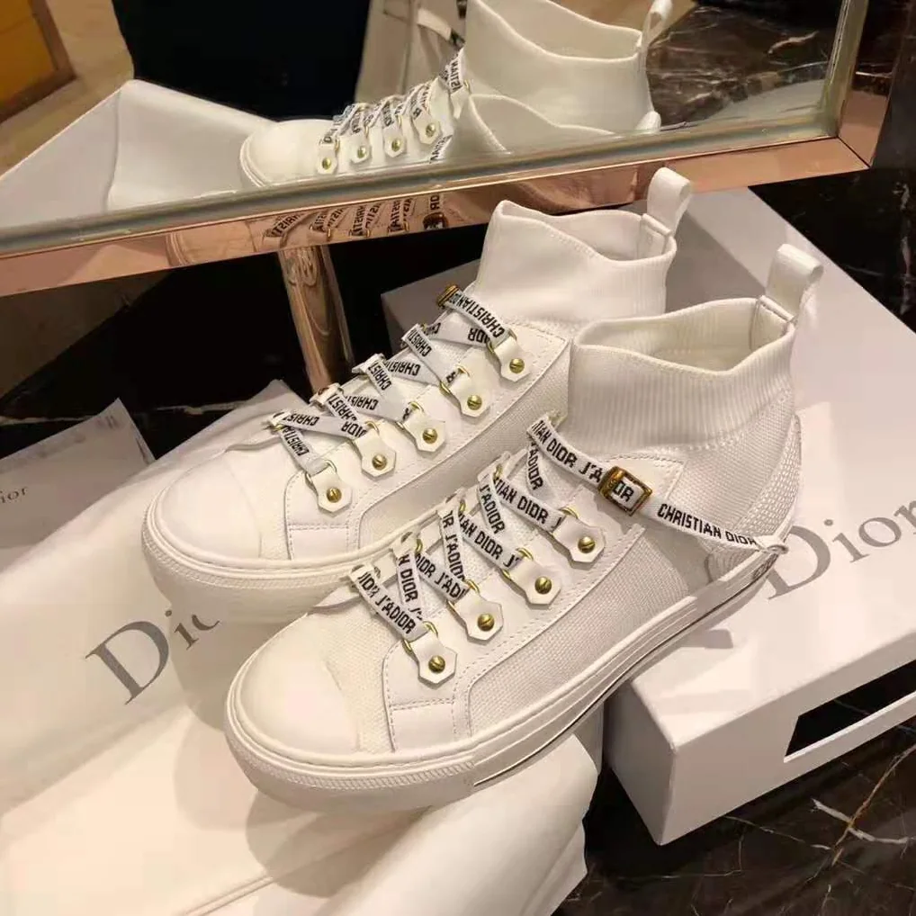 Dior Walk'N'Dior Techincal Knit Mid-Top Sneaker for Women in White Dior Walk'N'Dior Techincal Knit Mid-Top Sneaker for Women in White