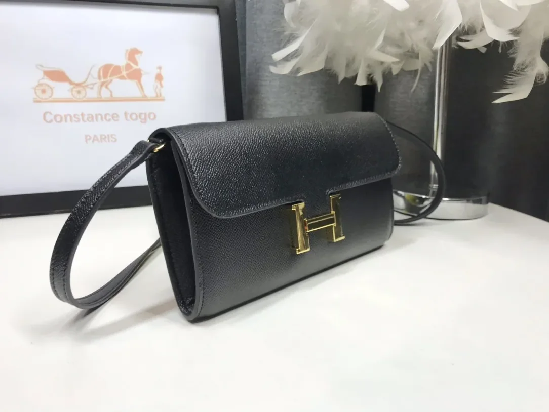 Hermes Constance Togo Long Wallet Black Gold Hardware Hermes Constance Togo Long Wallet Black Gold Hardware