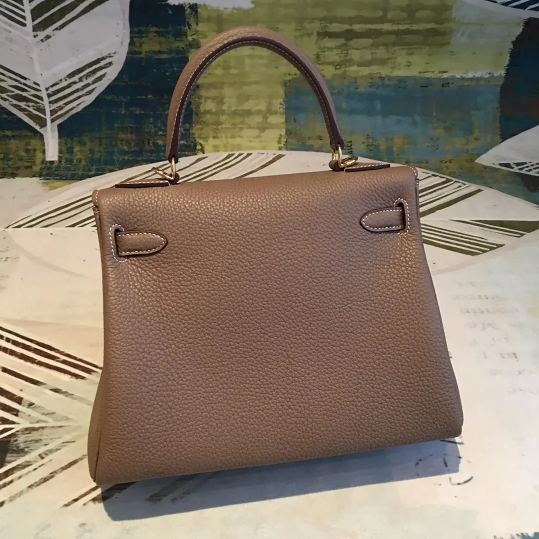 Hermes Kelly 28 Greige Bag With Gold Toned Harware