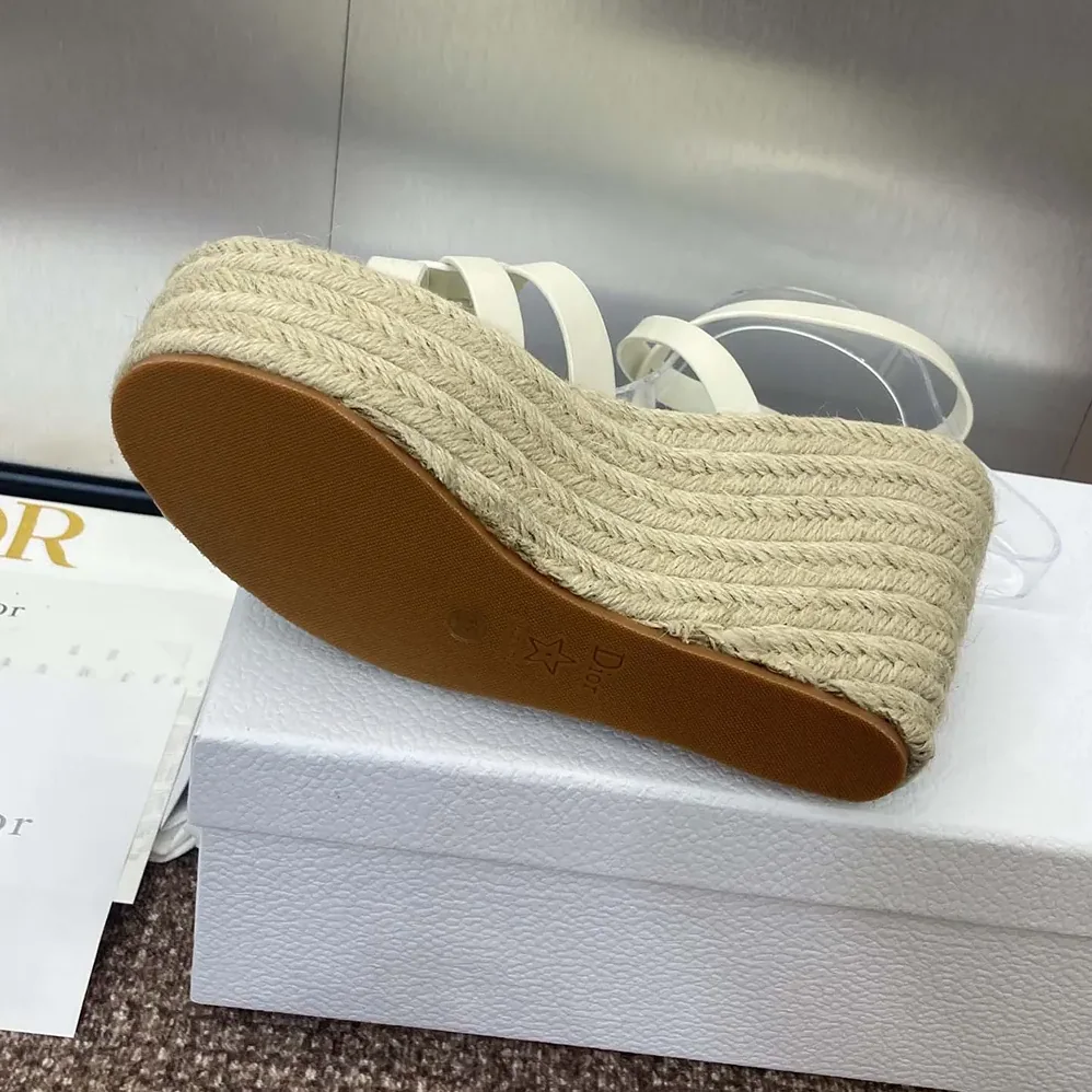Dior D-Club Wedge Sandal White Calfskin for Women Dior D-Club Wedge Sandal White Calfskin for Women