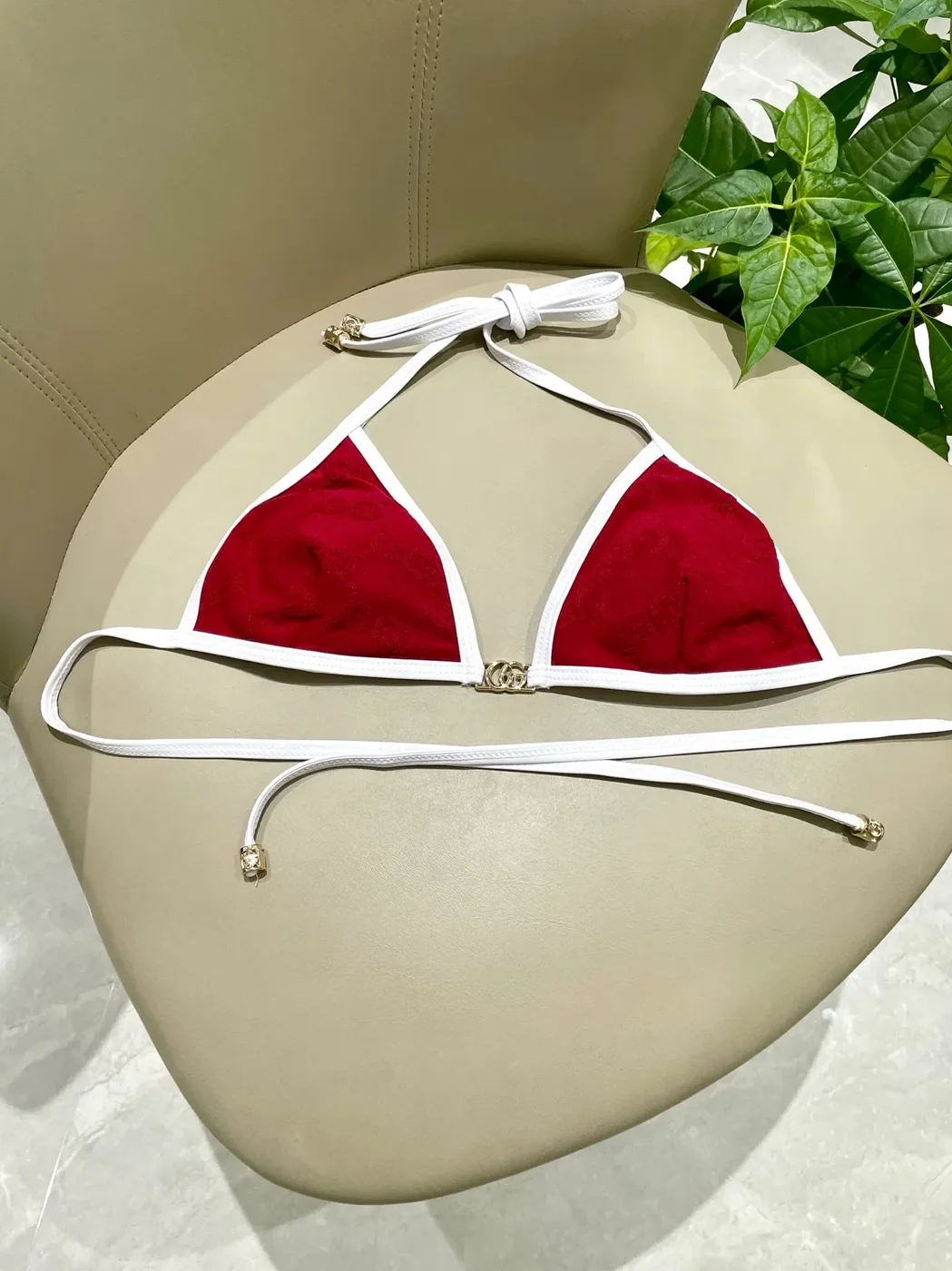 Gucci GG Jacquard Triangle Bikini Red Gucci GG Jacquard Triangle Bikini Red